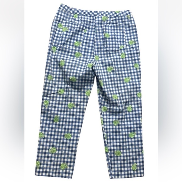 Lilly Pulitzer Blue Cotton Capri Hermit Crab Gingham Check Pants White Lbl 8 - Picture 11 of 12